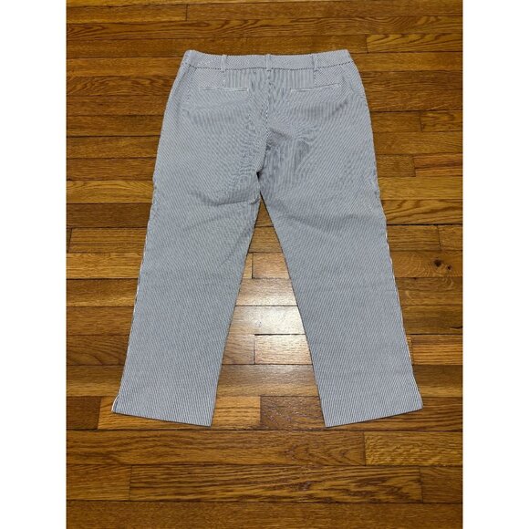Talbots Womens Signature Cropped Pants Size 8 Blue White Striped Seersucker - Picture 6 of 6